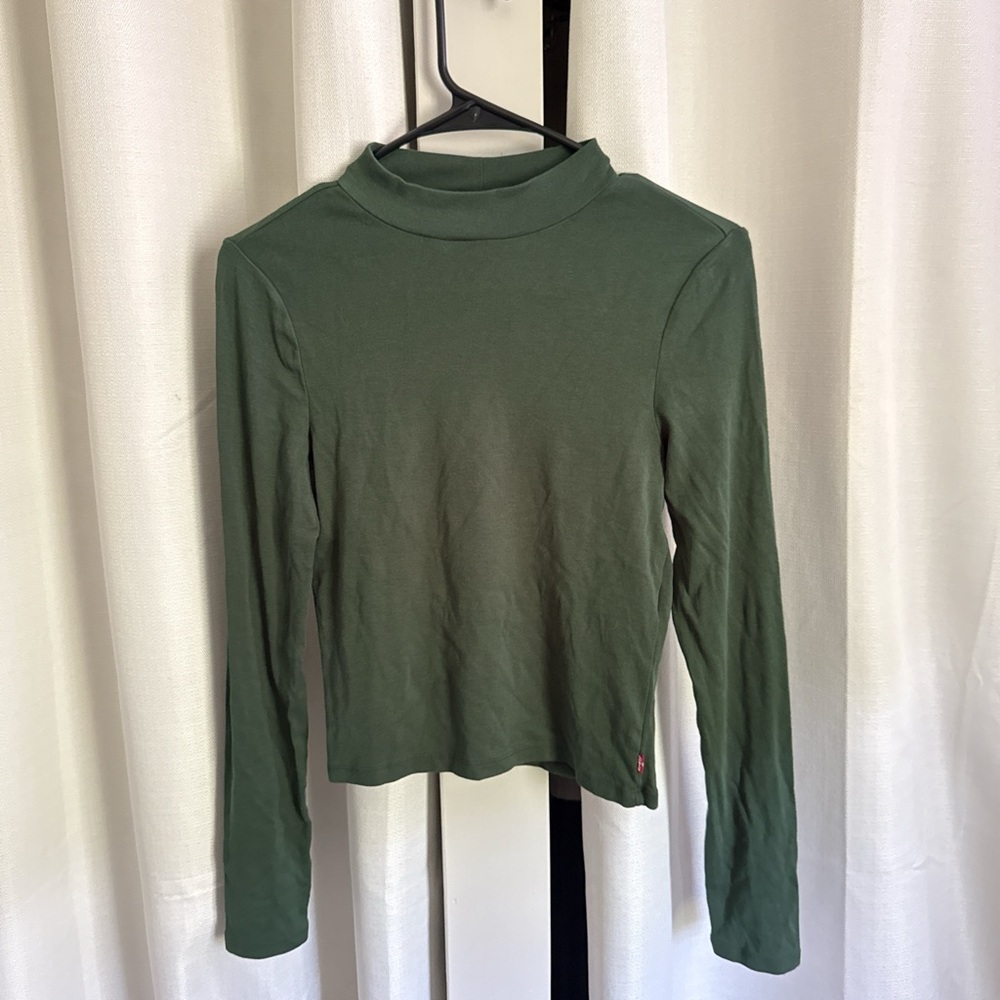 Levi's Green Fitted Ribbed Long Sleeve Top